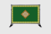 Green Kollam Design Decoration Backdrop Cloth for Pooja Decoration Traditional Background Curtain Cloth for Festival Fabric