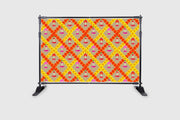 Marigold Yellow and Red Flower in Zigzag Design Backdrop Curtain for Decoration Backdrop Cloth for Pooja Decoration Traditional/Festival