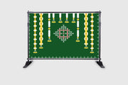 Marigold Flower with Hanging White Flower Backdrop for Pooja Decoration Traditional/Background Curtain Cloth for Pooja/Festival