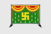 Weaved Coconut Leaf with Flower's Swastik Design Decoration Backdrop Cloth, for Festival Fabric-Polyester