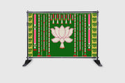 Green Background with Flower's Lotus Design Backdrop Cloth for Pooja Decoration Traditional Background Curtain Cloth for Festival