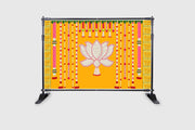Hanging Flower with Flower's Lotus Design Backdrop Cloth for Pooja Decoration Traditional Background Curtain Cloth for Festival