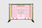 Baby Pink Backgroung with Flower's Lotus Design Backdrop Cloth for Pooja Decoration Traditional Background Curtain Cloth for Festival