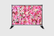 Pink Floral Backdrop Flower Wall Photography Background Decorations for Bridal Shower Wedding Baby Shower Birthday Cake Table Supplies Banner
