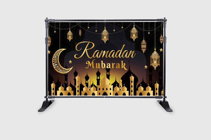 Eid Mubarak Background Eid Mubarak Islamic Photography Background Seasonal Muslim Backdrop for Eid Al-fitr Party Home Decorations Fabric-Polyester