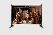 Birth of Jesus Photography Backdrop Christ Christmas Manger Scene Figurines Virgin Mary Little Sheep Background Pictures Party Banner Decor Props