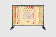 Hanging Flowers with Flower's Lotus Design Backdrop Cloth for Pooja Decoration Traditional Background Curtain Cloth for Festival