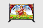 Godess MAA Durga Sherawali MATA Design Backdrop Cloth for Pooja Decoration Traditional/Background Curtain for Festival Fabric