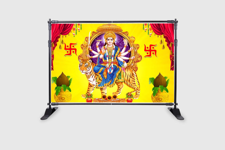 Goddess MAA Durga Sherawali MATA Design Backdrop Cloth for Pooja Decoration Traditional/Background Curtain for Festival