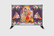 Lord Shiv Parivar Design Backdrop Cloth for Pooja Decoration Traditional/Background Curtain for Festival