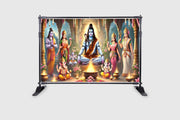 Lord Shiva Design Backdrop Cloth for Pooja Decoration Traditional/Background Curtain for Festival Fabric