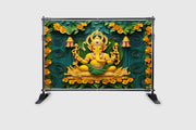 Flower with Ganeshji Design for Pooja Decoration Especially Ganesha Festival Traditional/Background Curtain Cloth for Festival
