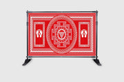 Shri Yantra in Traditional Art aipan Design Backdrop for Pooja Event Home Decoration Background Curtain Cloth for Festival