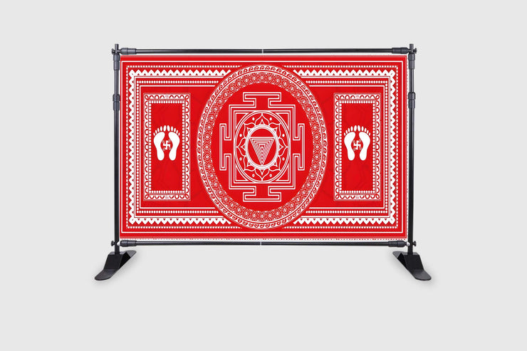 Shri Yantra in Traditional Art aipan Design Backdrop for Pooja Event Home Decoration Background Curtain Cloth for Festival