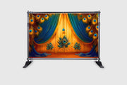 Peacock Feathers Decoration Design Backdrop Cloth for Pooja Decoration Background Curtain Cloth Fabric-Polyester