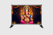 Hanging Flower with Ganeshji Design for Pooja Decoration Especially Ganesha Festival Traditional/Background Curtain Cloth for Festival