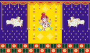 GaneshJi Backdrop With Two Cow for Pooja Decoration