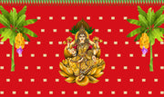 Traditional Varamahalakshmi Backdrop for Pooja Event Home Decoration Lakshmi Devi in Golden Lotus Background Curtain Cloth for Festival