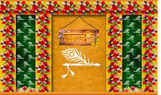 Haldi with Flute Design Backdrop Cloth for All Festivals/House Hold Functions/Haldi Function & Any Traditional Ceremonies :Haldi Design(Washable)