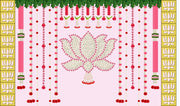 Baby Pink Backgroung with Flower's Lotus Design Backdrop Cloth for Pooja Decoration Traditional Background Curtain Cloth for Festival
