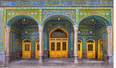 Ancient Arch Door Backdrop Stone Pillar Wood Gate Colorful Decor Wall Vintage Building Cultural Historical Architecture Studio Props