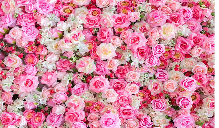 Pink Floral Backdrop Flower Wall Photography Background Decorations for Bridal Shower Wedding Baby Shower Birthday Cake Table Supplies Banner