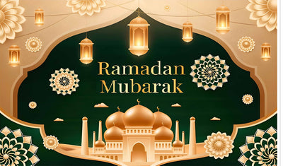 Eid Mubarak Background Eid Mubarak Islamic Photography Background Seasonal Muslim Backdrop for Eid Al-fitr Party Home Decorations Fabric-Polyester