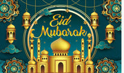 Eid Mubarak Background Eid Mubarak Islamic Photography Background Seasonal Muslim Backdrop for Eid Al-fitr Party Home Decorations Fabric-Polyester