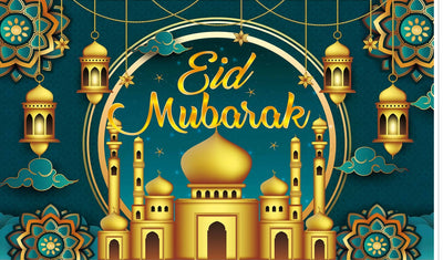 Eid Mubarak Background Eid Mubarak Islamic Photography Background Seasonal Muslim Backdrop for Eid Al-fitr Party Home Decorations Fabric-Polyester