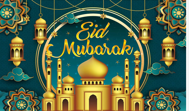Eid Mubarak Background Eid Mubarak Islamic Photography Background Seasonal Muslim Backdrop for Eid Al-fitr Party Home Decorations Fabric-Polyester