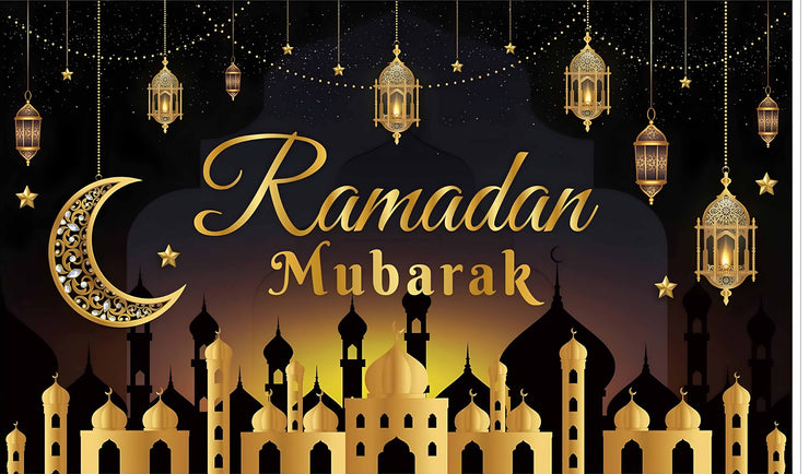 Eid Mubarak Background Eid Mubarak Islamic Photography Background Seasonal Muslim Backdrop for Eid Al-fitr Party Home Decorations Fabric-Polyester
