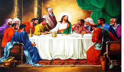 Jesus Christ Backdrop Passover Eve Last Supper of Jesus with Twelve Apostles Holy Backdrop Savior and His Disciples On Maundy Religious Photography