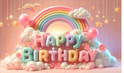 Rainbow Themed Happy Birthday Design Backdrop for Birthday Decoration Traditional/Background Curtain Cloth for Party/Festival
