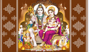 Lord Shiv Parivar Design Backdrop Cloth for Pooja Decoration Traditional/Background Curtain for Festival