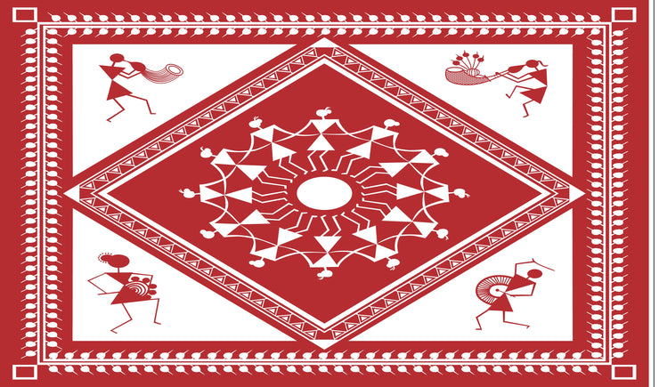 Indian Tribal Grim warli Painting Photography Backdrops Nature Backdrop Curtain Cloth Birthday Background Seamless Photo Booth Prop Backdrop