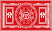Shri Yantra in Traditional Art aipan Design Backdrop for Pooja Event Home Decoration Background Curtain Cloth for Festival