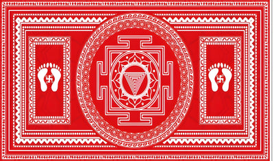 Shri Yantra in Traditional Art aipan Design Backdrop for Pooja Event Home Decoration Background Curtain Cloth for Festival