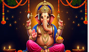 Hanging Flower with Ganeshji Design for Pooja Decoration Especially Ganesha Festival Traditional/Background Curtain Cloth for Festival