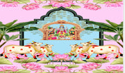 Lord Satyanarayana is a Form of Lord Vishnu Design Backdrop Cloth for Pooja Decoration Traditional/Background Curtain Cloth for Festival